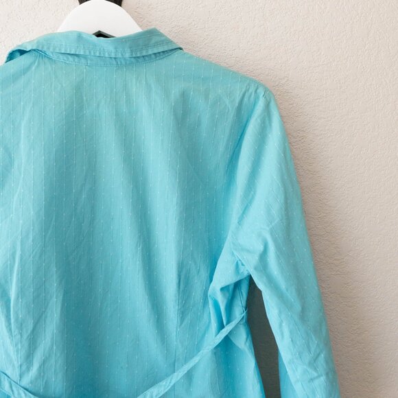 Motherhood Maternity L Blue Wrap Tie Back 3/4 Sleeve Cotton Top - Picture 8 of 12